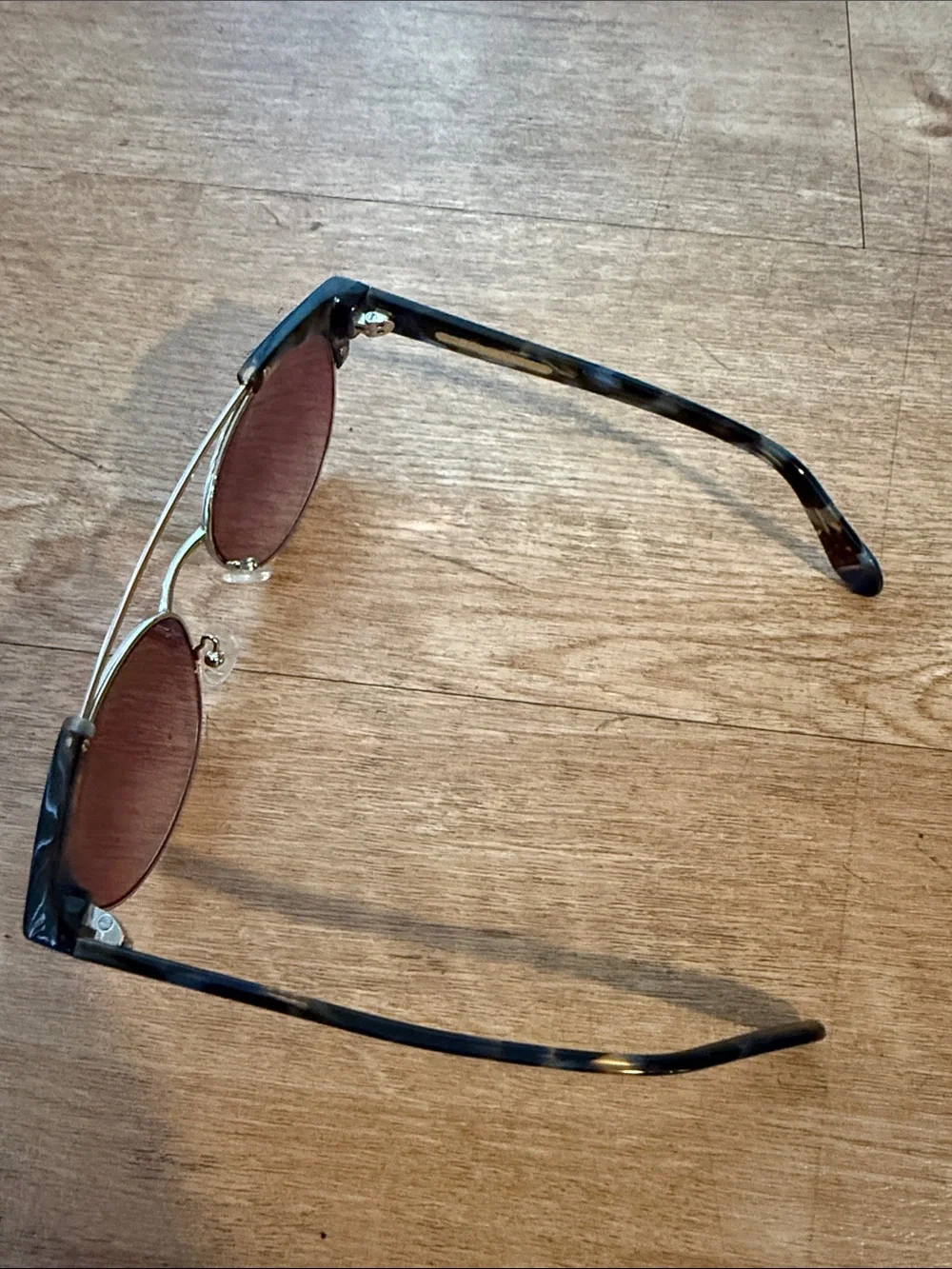 BCBGMaxAzria Round Sunglasses with Brown Lenses and Gold Frame